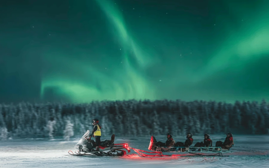 Rovaniemi: Northern Lights Snowmobile/Sleigh Hunt with BBQ